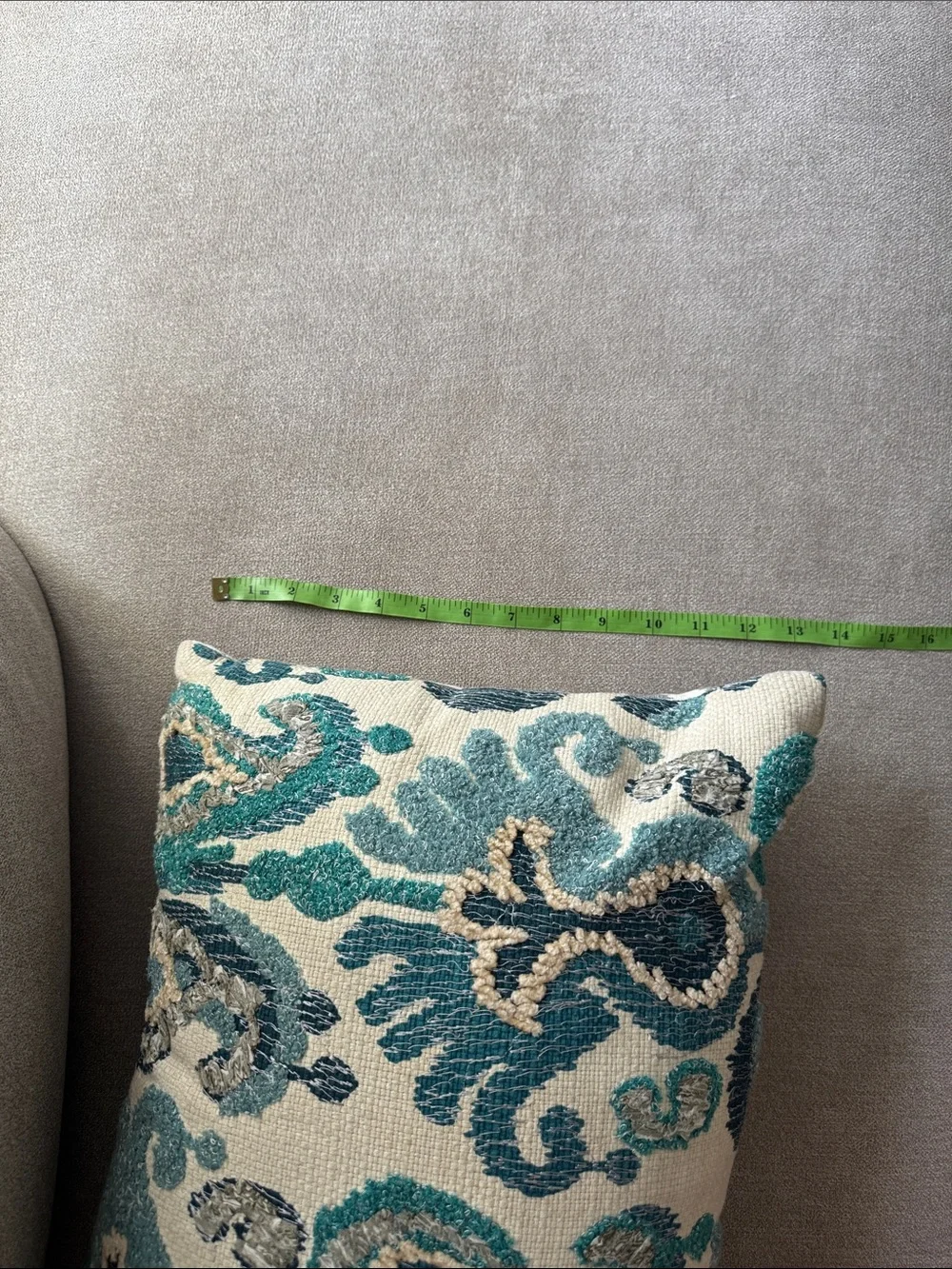 Teal and Cream Decorative Lumbar Pillow - Accent Cushion